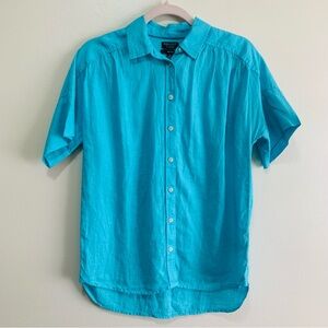 J Crew Baird McNutt Relaxed turquoise short sleeve blouse size xxs